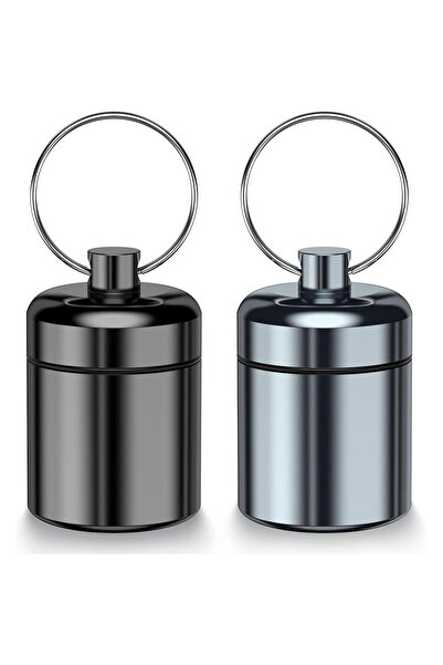 Choice Two-Piece Set 2pcs mini metal pill boxes, keychain pill box, travel pi...