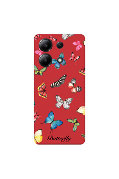 Other Xiaomi Redmi Note 13 4G Mixed Butterflys Red Colored Silicone TPU Θήκη