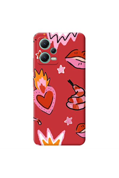 Other Xiaomi Redmi Note 12 Pro 5G Snake heart Red Colored Silicone TPU Θήκη
