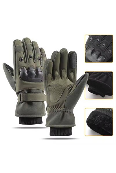 Choice1 XL Green Men's Outdoor Winter Warm Thermal Motorcycle Gloves Full Fin...