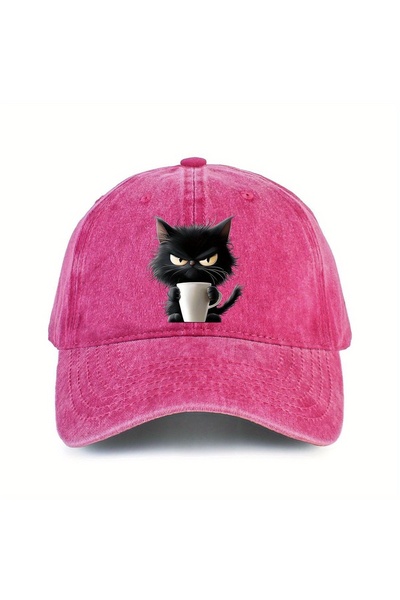 Choice3 rose red Cute cat printed baseball cap is a must-have for daily leisu...