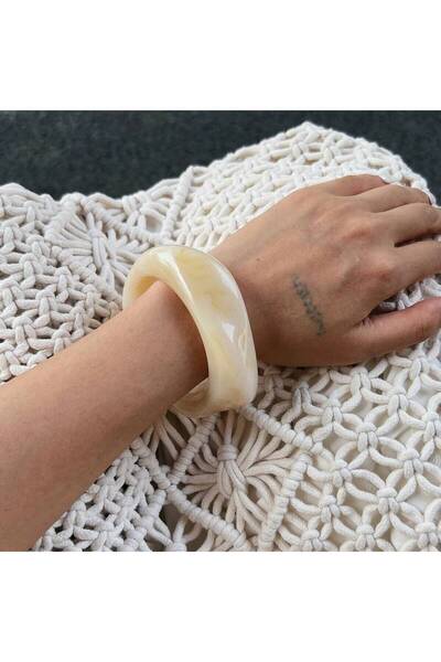 Choice3 Beige Ingemark 4 Styles Punk Thick Resin Acrylic Wide Bracelets for W...