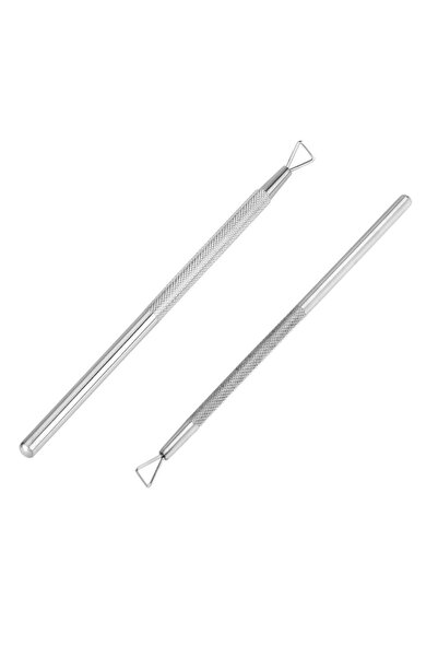 Choice1 2Pcs 1Pcs/2Pcs Stainless Steel Nail Polish Remover Tool Silvery Holog...