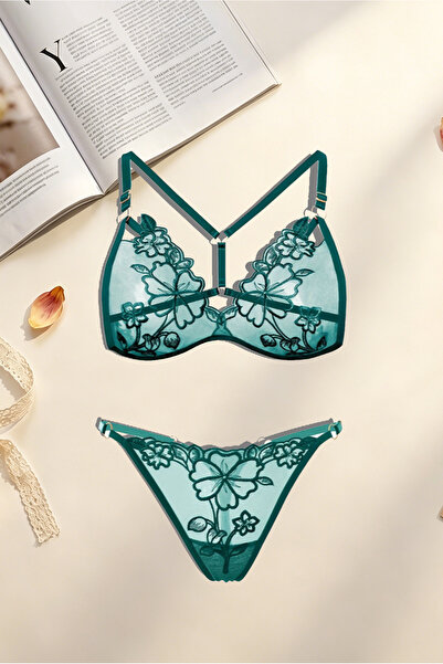 Shengzhou Jinshen Tie Red Floral Lace Lingerie Set For Women Sheer Mesh Embro...