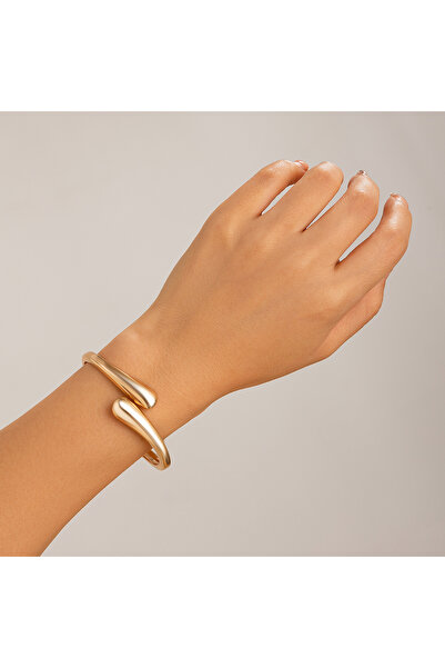 choice2 E00K1JS02426BZ Creative Water Drop Wide Metal Bangle for Women Gold C...