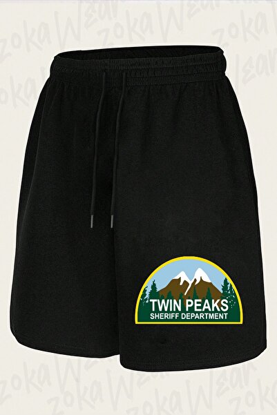 ZOKAWEAR Unisex Twin Peaks Sheriff Department Mountain Design Printed Shorts