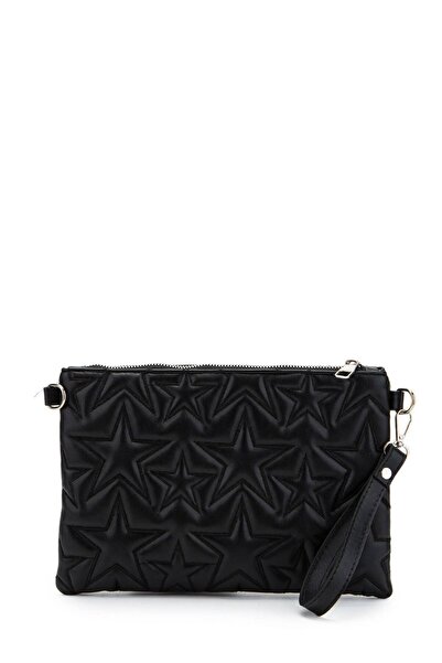 Zealous Ασημένια τσάντα Clutch & Portfolio με σχέδιο αστεριών και αποσπώμενο ...