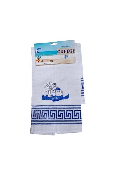 Tradesor Πετσέτα ποτηρόπανο Souvenir με κέντημα - Σετ 12pcs - Greece - 416051