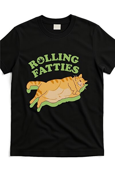 23 nisan [ Graphic Tee] Black T-Shirt Men with 'ROLLING FATTIES' Design, Feat...