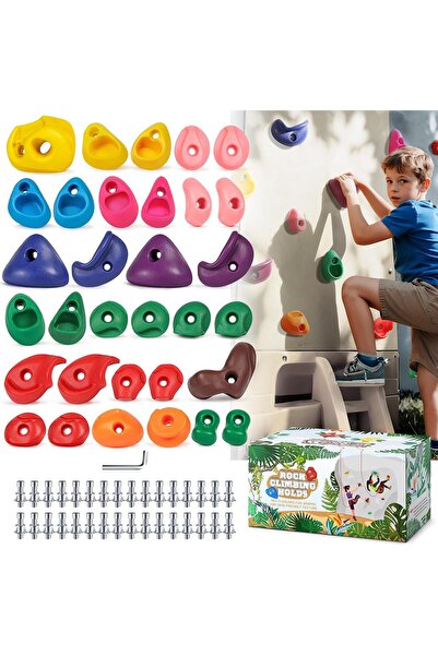 Arabest Playground,32 Pcs Rock Climbing Holds,Multi Size Grips for Kids & Gro...