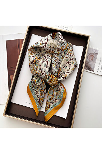Choice1 وشاح حريري مربع للنساء مقاس 70×70 سم طراز FJ717-10-2 2025، طباعة جديد...