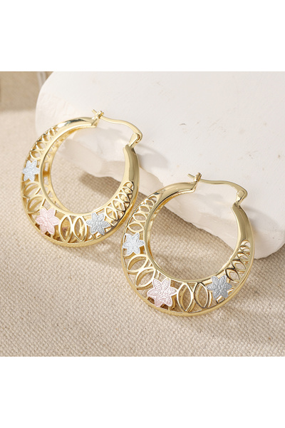 Choice T787 Vintage Copper Material Hand Carved Hollowed Hoop Earrings for Wo...