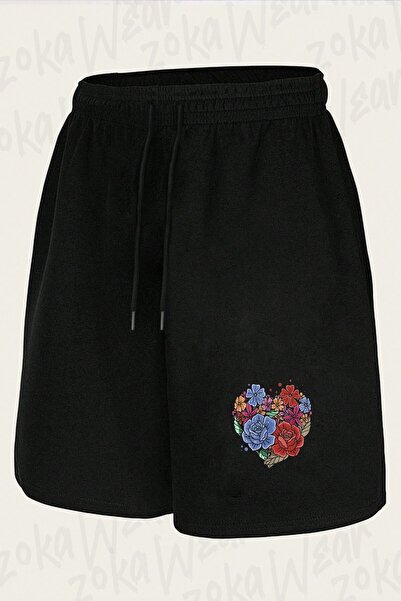 ZOKAWEAR Unisex Floral Rose Heart Design Printed Shorts