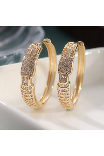Choice T842-1 Fashionable Gold Color Geometric Circle Hoop Earrings Women's S...