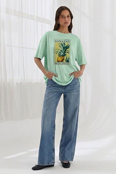 Shopping Shop Pineapple Patterned T-Shirt Mint