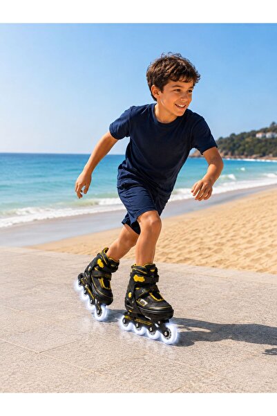 Arlina Home Kids 4 Teker Led Işıklı Ayarlana Bilir Glow Paten Sarı 34-37