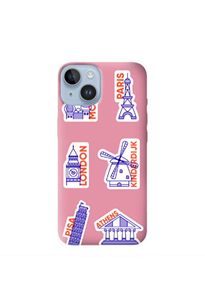 Other Apple iPhone 14 Pisa Athens Pink Colored Silicone TPU Θήκη