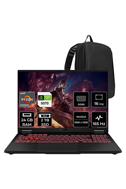 ASUS Tuf Gaming A16 AMD Ryzen 7 8745HX RTX 5070 8GB 115W 24GB RAM 2TB SSD 16"...