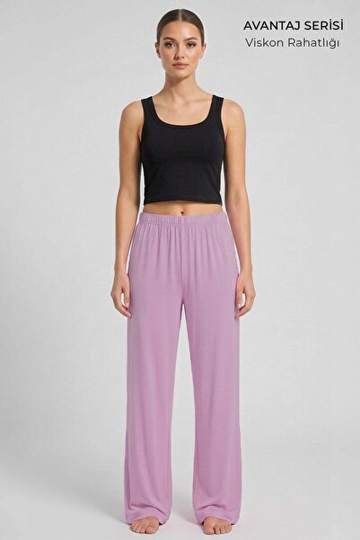 Aytuğ&Mısırlı Mısırlı Kadın Viskon Alt Pijama Koyu Pembe