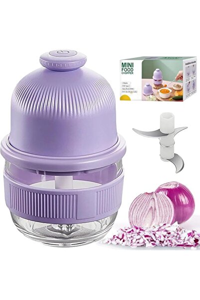Generic USB-C Rechargeable Cordless Food Chopper - 350ml Glass Bowl Mini Blen...