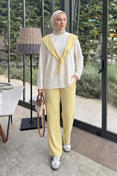 Salih Çelebi Set Drape Duo 263006 - GALBEN BUTTERFLY