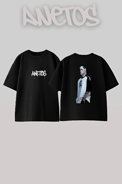 Anetos Eminem_77 Μπλουζάκι Oversize με στάμπα σχεδίου σε μαύρο χρώμα