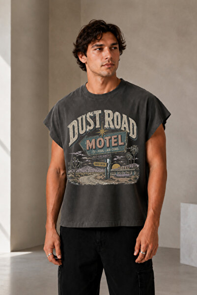 Velostra تي شيرت كبير الحجم مطبوع عليه Dust Road، ملابس كاجوال عتيقة الطراز ل...