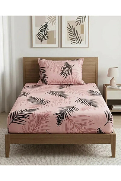 GOOD MORNİNG PAMUKKALE Single Powder Feather Patterned Elastic Sheet Set 100X...