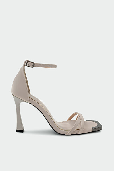 LAMİNTA Tally Accessory Detailed Women's Mink Heeled Shoes