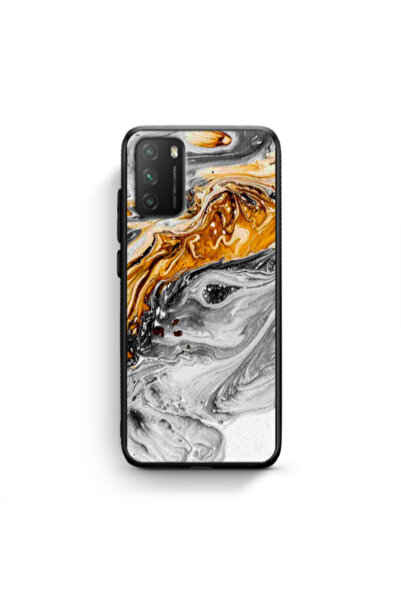 Other Xiaomi Poco M3 Marble gray Patern Black Glossy Θήκη