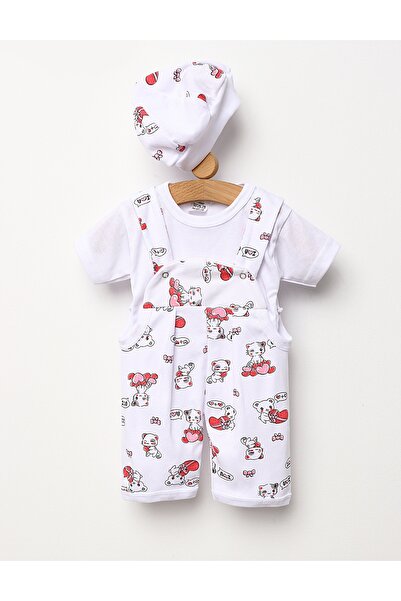 MiniKids Set 3 piese bebelusi i Love Cats alb-rosu