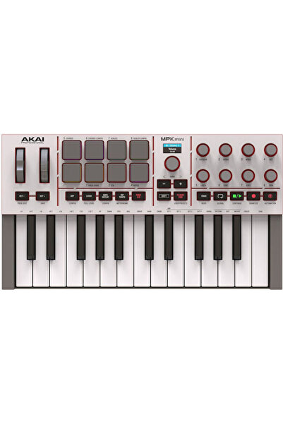 AKAI Μίνι πληκτρολόγιο MIDI Mpk Mini με 25 πλήκτρα, Λευκό, Κωδικός: MPKMINI4W