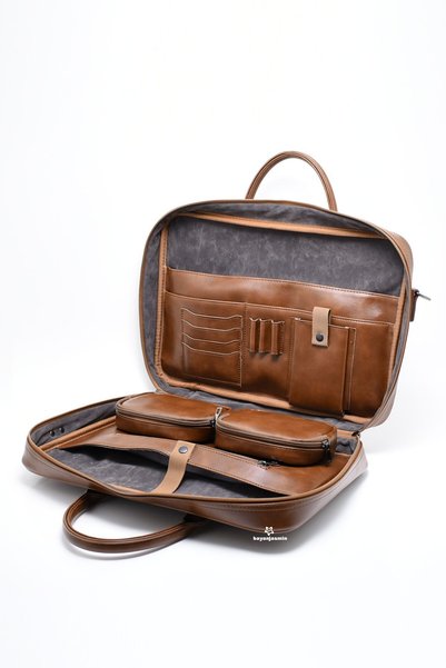 JANVIER Taba Unisex Laptop Ve Evrak Çantası 15.6 - 16 İnç Uyumlu Çok Bölmeli Organizer Çanta