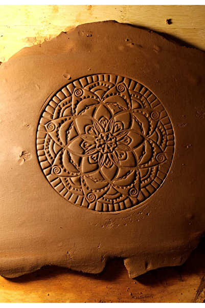 Enbceramic 11,4 CM MANDALA DESEN SERAMİK-POLİMER KİL- KURABİYE MÜHÜR KALIP
