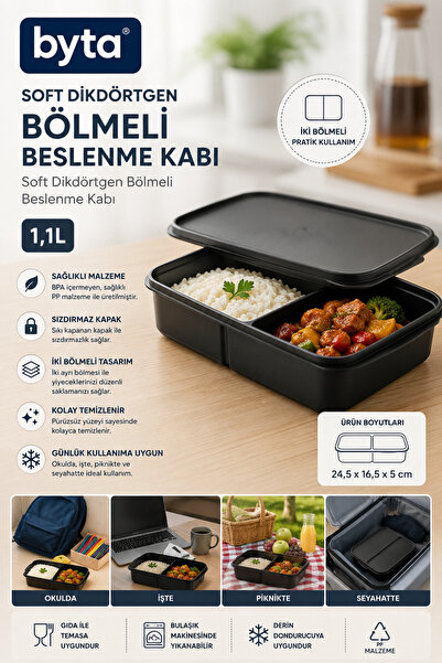 BYTA 1.1 L Two-Compartment Lunch Box – Bpa-Free, Food Storage Container