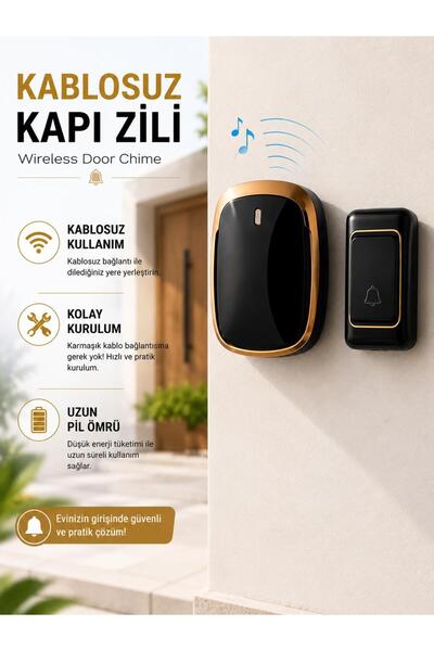 BuradaBuldun Winnboss WN-3001 Şık Tasarım Wireless Kablosuz Kapı Zili Pilli- ...