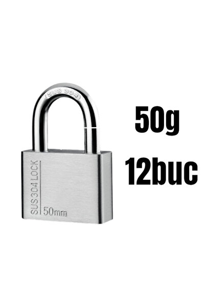 CASA JOY Lacăt alb din oțel inoxidabil de 50 mm cu 3 chei, 12/set, en-gros