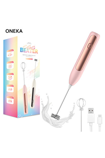 choice2 Pink Milk Frother Wand Coffee Frother Handheld Foam Maker Rechargeabl...