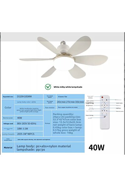 Choice1 52CM-40W-big RC 2026 New E27 Ceiling Fan Light, 30W/40W Dimmable LED ...