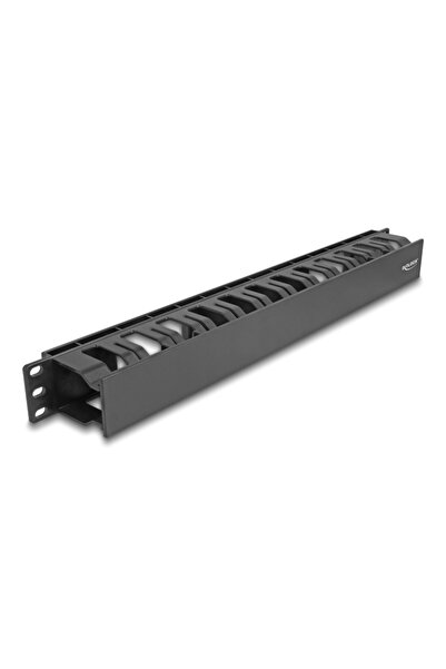 DELOCK cable management 67021 για rack 19"/1U, 2 ανοίγματα, πλαστικό, μαύρο