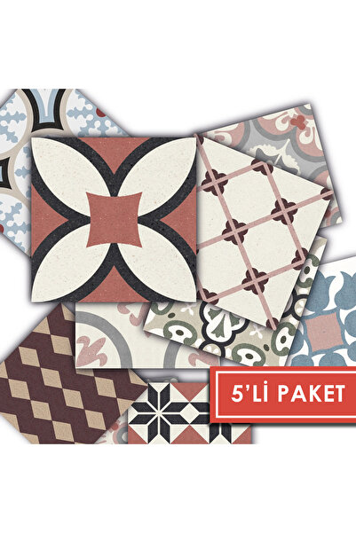 TİNK Kendinden Yapışkanlı Patchwork Desenli Pvc Karo 20x20 Cm 5’li Paket