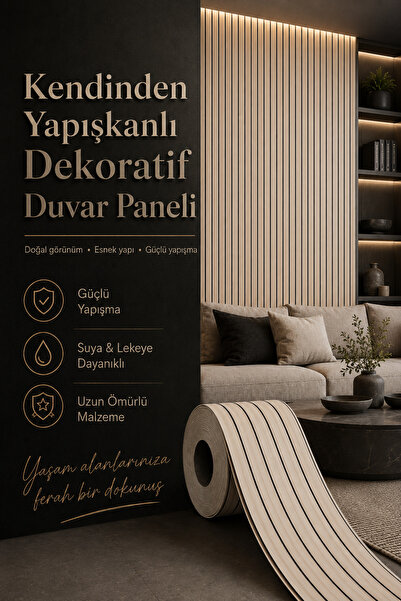 DibiDip Kendinden Yapışkanlı Isı Ses Yalıtımlı 3D Ahşap Dokulu Duvar Paneli 3...