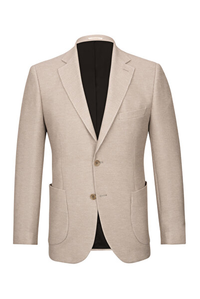 Hatemoğlu Bej Slim Fit Mono Yaka Klasik Ceket