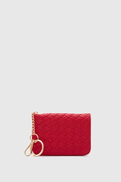 Shule Bags Wowen Knitted Leather Charm Card Holder Red