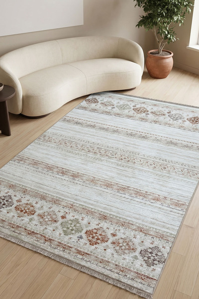 HalınıAl Enti Bahar 3008 Multi Halı - Yatay Etnik Desenli Akrilik Halı