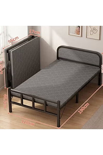 NKX Portable Folding Bed 120 cm with Metal Frame, Foldable Single Guest Bed, ...
