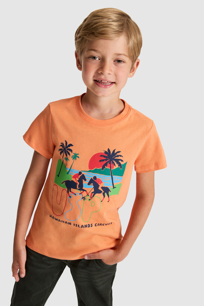 U.S. Polo Assn. Πορτοκαλί μπλουζάκι με λαιμόκοψη ποδηλάτου για αγόρια 5032041...
