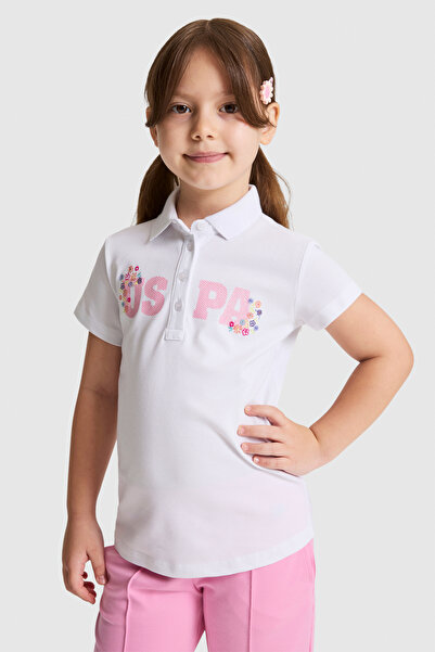 U.S. Polo Assn. تي شيرت بولو أبيض للفتيات 50320503-VR013