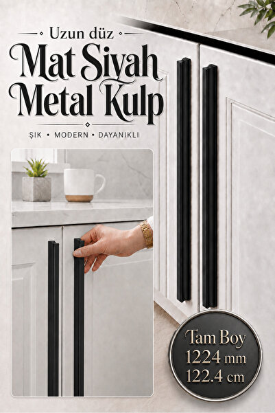 Badem10 Özen 992 mm 99.2 cm 1224 mm 122.4 cm Mat Siyah Mobilya Kulp Uzun Çekm...