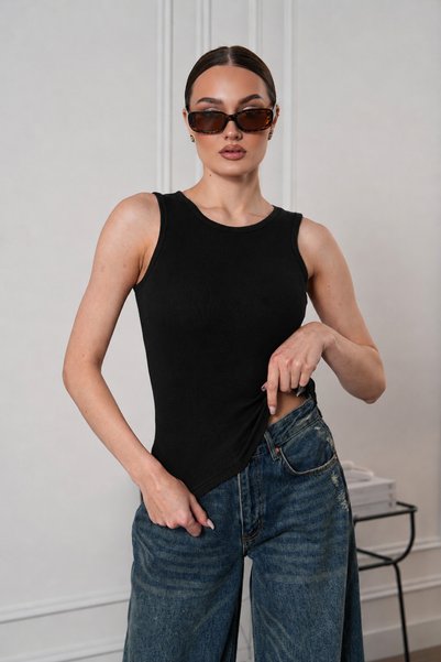 brz braazi Women's Ribbed Look Crew Neck Basic Blouse Undershirt
